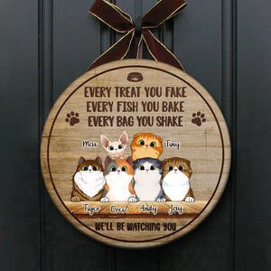Every Bag You Shake We'll Be Watching You - Funny Personalized Cat Door Sign.