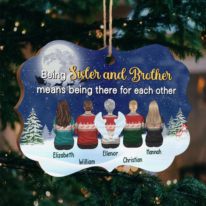 Être sœur et frère signifie être là l'un pour l'autre - Décoration de Noël en bois personnalisée en forme de Benelux - Cadeau pour frères et sœurs, cadeau de Noël