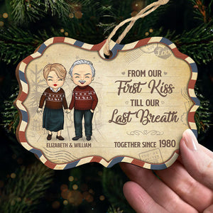 Depuis notre premier baiser ensemble depuis - Décoration de Noël en bois personnalisée en forme de Benelux - Cadeau pour couple, mari et femme, anniversaire, fiançailles, mariage, cadeau de mariage, cadeau de Noël