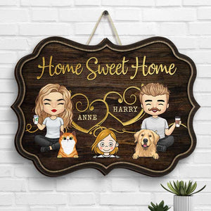 Notre maison, douce maison - Panneau en bois personnalisé - Cadeau pour les couples, cadeau pour les amoureux des animaux