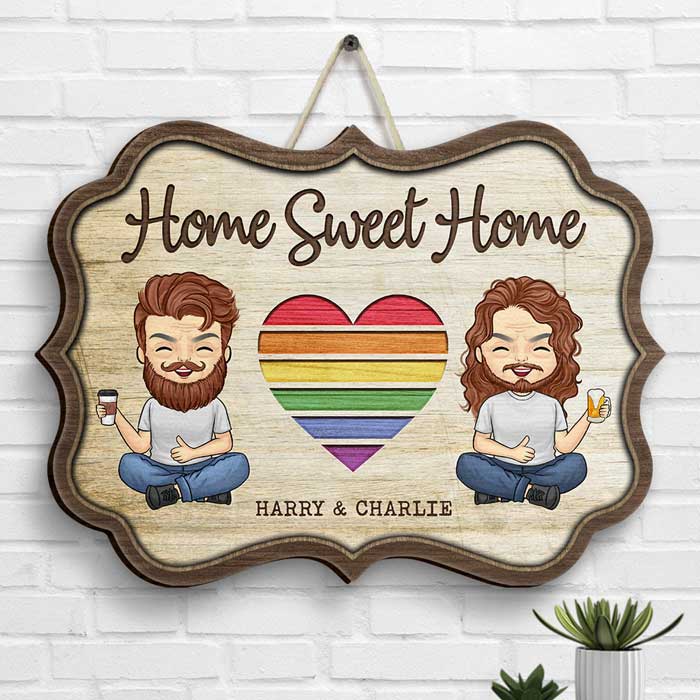 Home Sweet Home In This House - Panneau en bois personnalisé - Cadeau pour couple, mari et femme