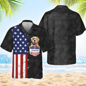 Joyeux 4 juillet ! T-shirt hawaïen personnalisé ! Cadeau pour papa, cadeau pour amoureux des animaux