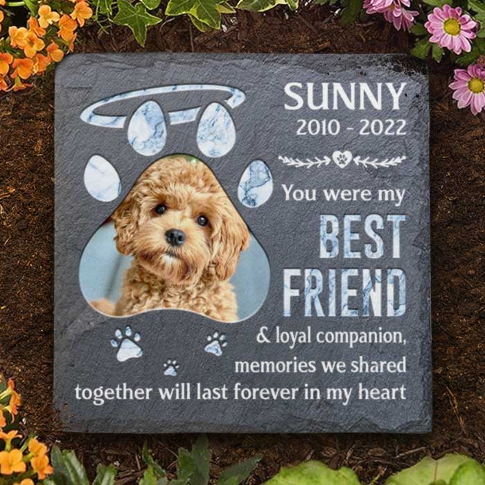 Ensemble, nous resterons à jamais gravés dans mon cœur ! Pierre commémorative personnalisée, pierre tombale pour animaux de compagnie ; télécharger une image, cadeau commémoratif, cadeau de condoléances