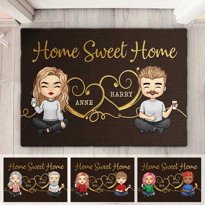 Home Sweet Home - Cadeau pour couple, mari et femme - Tapis décoratif personnalisé