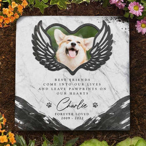 Vous laissez des empreintes de pattes dans nos cœurs - Pierre commémorative personnalisée, pierre tombale pour animaux de compagnie - Télécharger une image, cadeau commémoratif, cadeau de condoléances