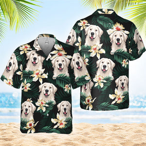 Été chaud avec chien - T-shirt hawaïen personnalisé - Cadeau pour les amoureux des animaux