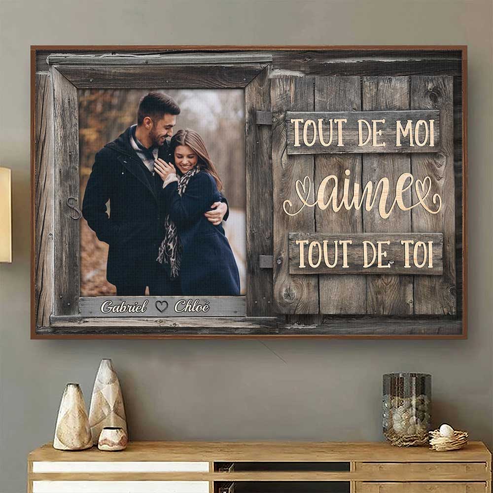 Tout De Moi Aime Tout De Toi - Télécharger image, cadeau pour couples, mari femme - Affiche horizontale personnalisée Français
