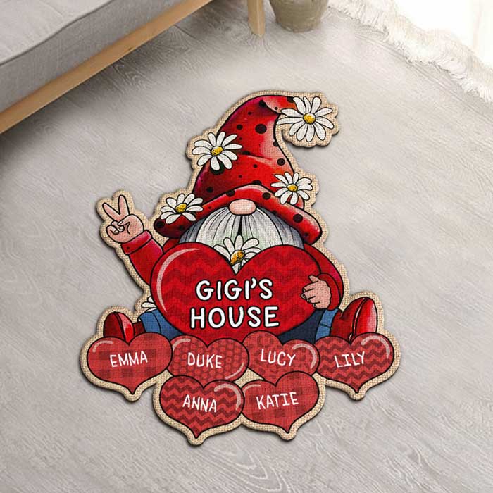Nana &amp; Kids Hearts - Tapis décoratif personnalisé - Cadeau pour maman et grand-mère 