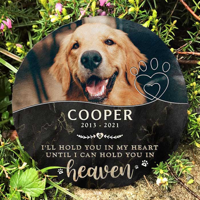 Je te garderai dans mon cœur - Pierre commémorative personnalisée, pierre tombale pour animaux de compagnie - Télécharger une image, cadeau commémoratif, cadeau de condoléances