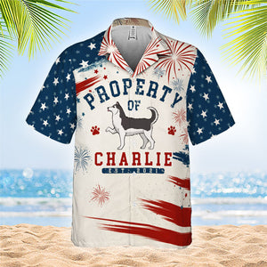 Propriété de mes chiens - T-shirt hawaïen personnalisé - Cadeau pour papa, cadeau pour amoureux des animaux