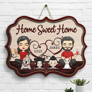 Notre maison, douce maison - Panneau en bois personnalisé - Cadeau pour les couples, cadeau pour les amoureux des animaux