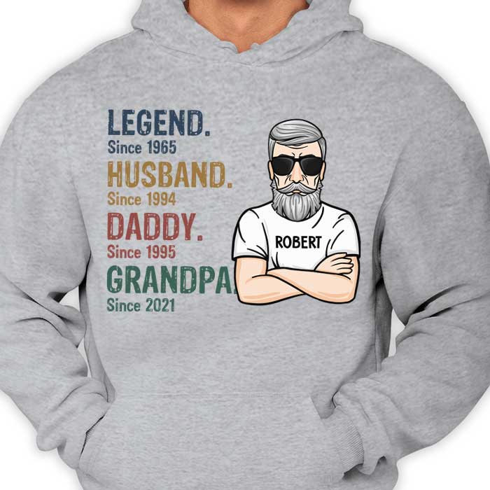 T-shirt unisexe personnalisé « Mari, papa, grand-père » - Cadeau pour grand-père