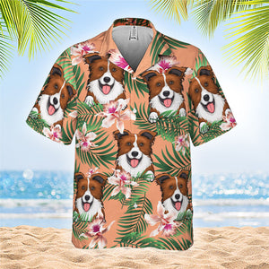 Été chaud avec chien - T-shirt hawaïen personnalisé - Cadeau pour les amoureux des animaux