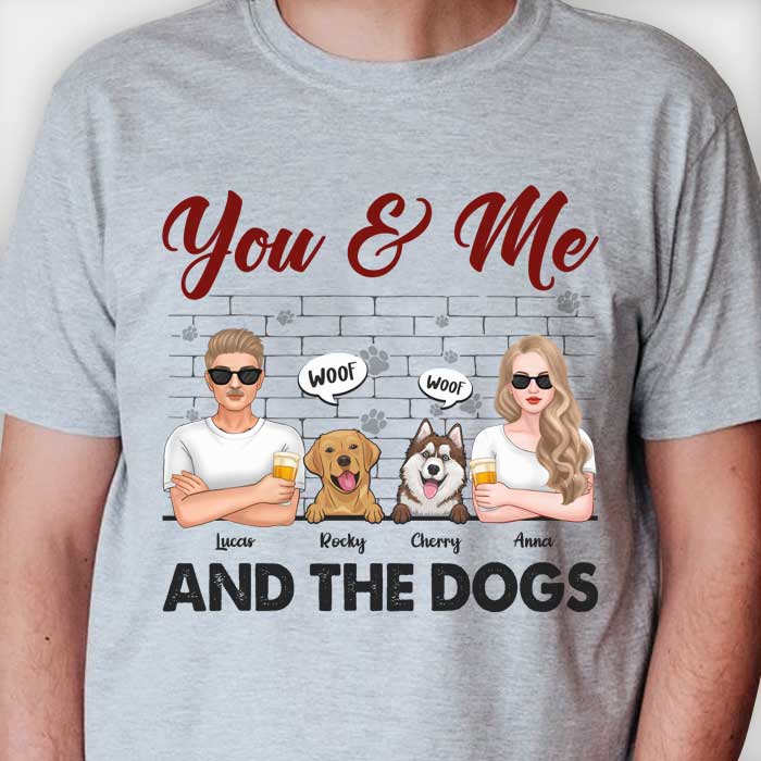 Toi, moi et les chiens - Cadeau pour couple, mari et femme - T-shirt unisexe personnalisé, sweat à capuche