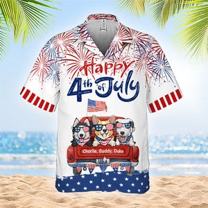 Joyeux 4 juillet ensemble ! T-shirt hawaïen personnalisé ! Cadeau pour papa, cadeau pour amoureux des animaux