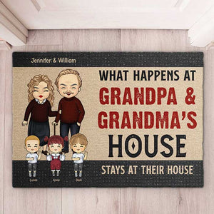 Que se passe-t-il chez grand-père et grand-mère ? Cadeau pour couple, mari et femme - Tapis décoratif personnalisé