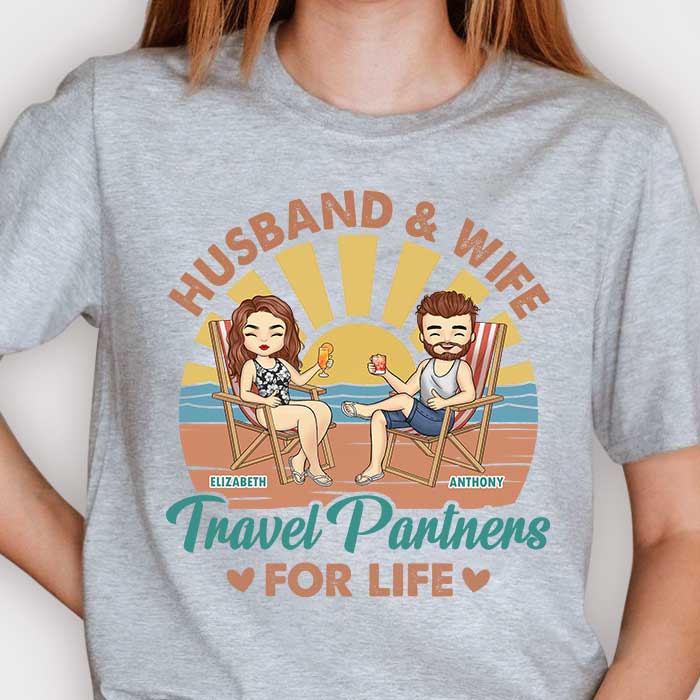 Partenaires de voyage pour la vie - T-shirt et sweat à capuche unisexe personnalisé - Cadeau pour couple, mari et femme