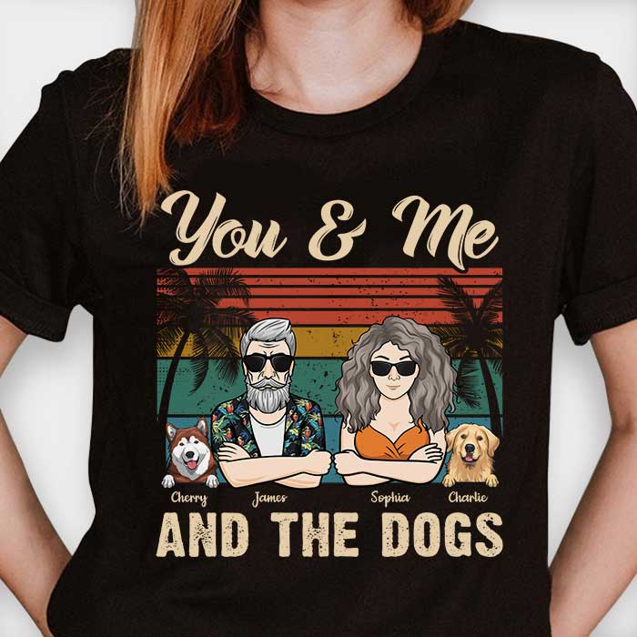 Toi, moi et les chiens - T-shirt et sweat à capuche unisexe personnalisé - Cadeau pour les couples, cadeau pour les amoureux des animaux