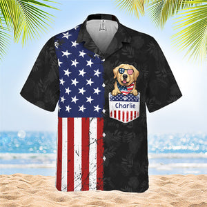Joyeux 4 juillet ! T-shirt hawaïen personnalisé ! Cadeau pour papa, cadeau pour amoureux des animaux
