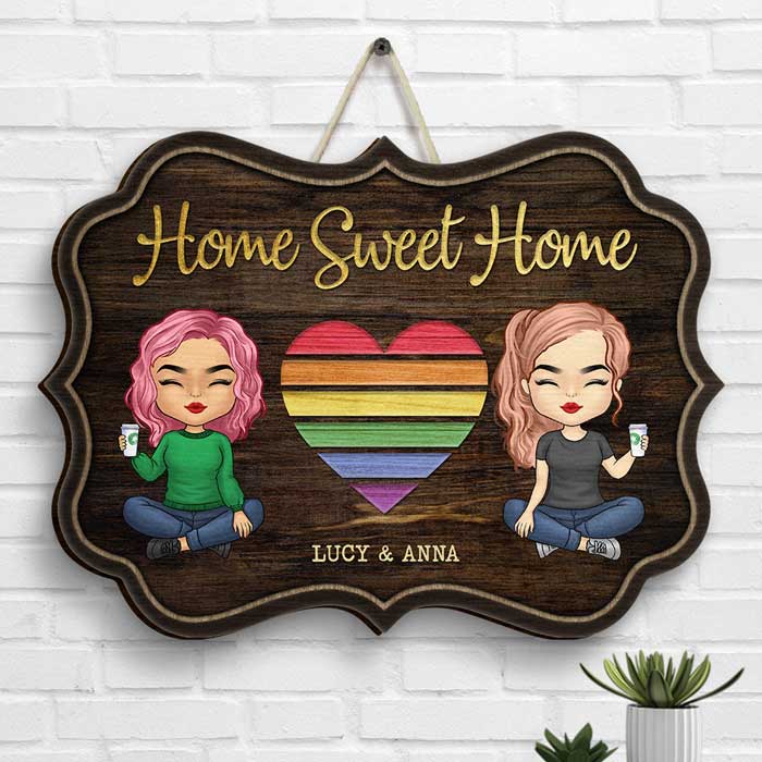 Home Sweet Home In This House - Panneau en bois personnalisé - Cadeau pour couple, mari et femme