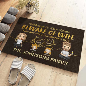 Attention à votre femme, votre mari est cool ! Tapis décoratif personnalisé ! Cadeau pour couple, mari et femme