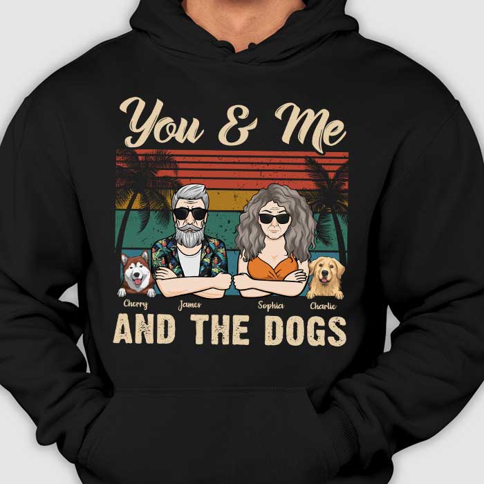 Toi, moi et les chiens - T-shirt et sweat à capuche unisexe personnalisé - Cadeau pour les couples, cadeau pour les amoureux des animaux