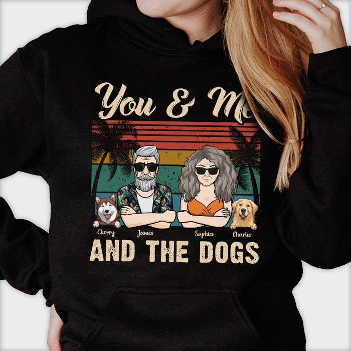 Toi, moi et les chiens - T-shirt et sweat à capuche unisexe personnalisé - Cadeau pour les couples, cadeau pour les amoureux des animaux