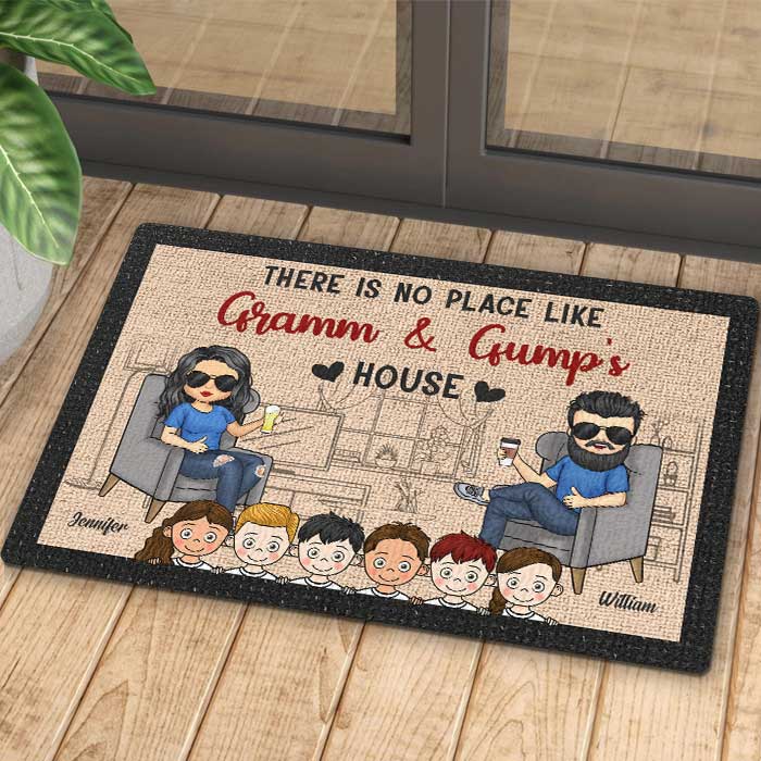 Il n'y a pas d'endroit comme la maison de grand-mère et grand-père - Cadeau pour couples, mari et femme - Tapis décoratif personnalisé