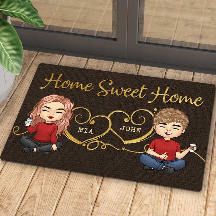 Home Sweet Home - Cadeau pour couple, mari et femme - Tapis décoratif personnalisé
