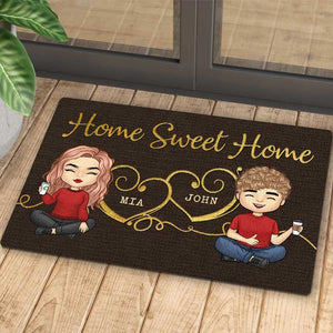 Home Sweet Home - Cadeau pour couple, mari et femme - Tapis décoratif personnalisé