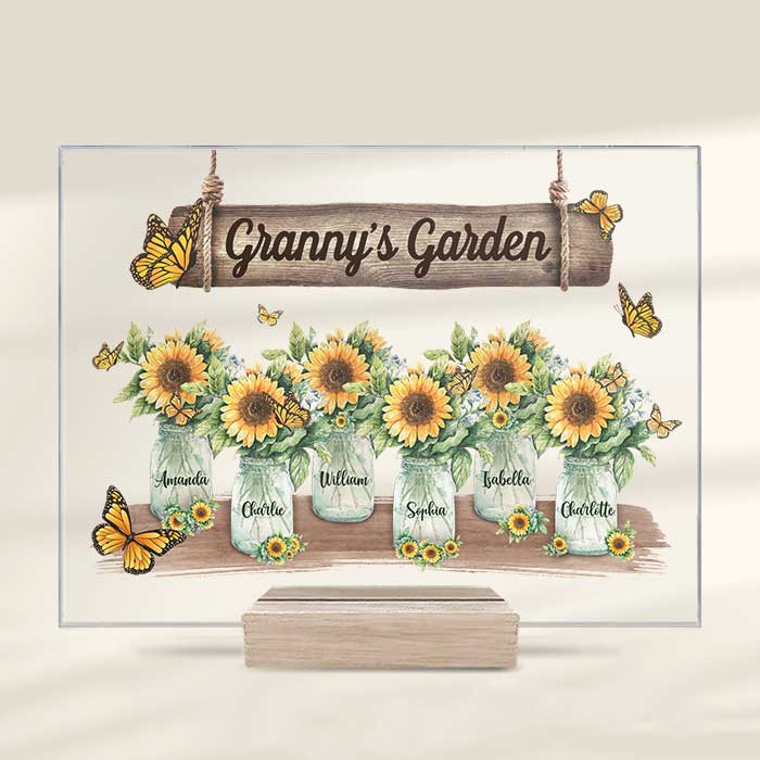Jardin de grand-mère - Cadeau pour maman, grand-mère - Plaque acrylique personnalisée