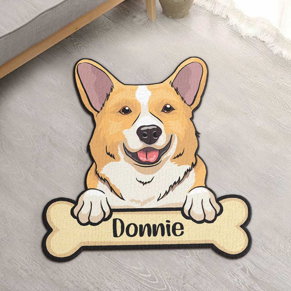 Cute Dog Peeking - Personalized Custom Shaped Decorative Mat.