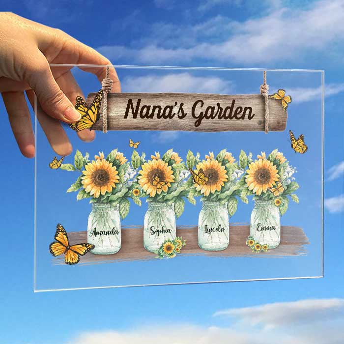 Jardin de grand-mère - Cadeau pour maman, grand-mère - Plaque acrylique personnalisée