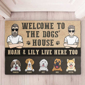 Welcome To The Dogs House, Husband And Wife - Personalized Decorative Mat.