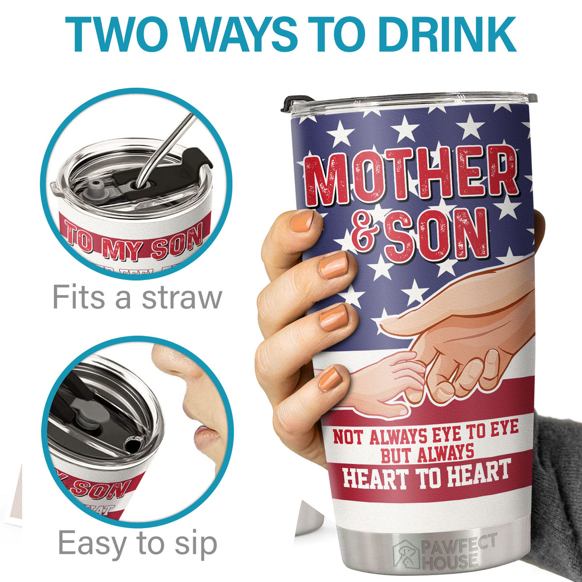 Je suis toujours juste à côté de toi, tu dépasseras mes genoux mais jamais mon cœur - Tumbler - À mon fils, cadeau pour fils, cadeau de maman pour fils, cadeau d'anniversaire pour fils