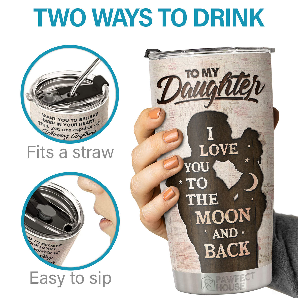 Soit tu gagnes, soit tu apprends, vas-y et vise le ciel - Tumbler - À ma fille, cadeau pour fille, cadeau de papa pour fille, cadeau d'anniversaire pour fille