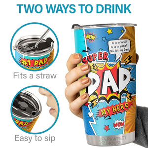 Super Papa, mon héros, papa numéro 1 : Valeurs nutritionnelles - Gobelet - À mon papa, cadeau pour papa, cadeau de la part de sa fille et de son fils, cadeau d'anniversaire pour papa