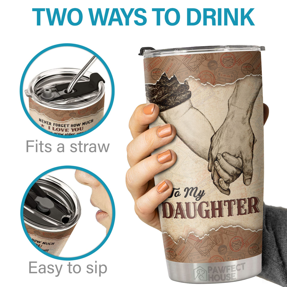 Je suis toujours avec toi pour te soutenir, te protéger et t'encourager à chaque étape de ta vie - Tumbler - À ma fille, cadeau pour fille, cadeau fille de papa, cadeau d'anniversaire pour fille