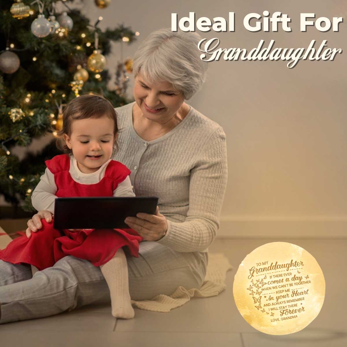 Quand on ne peut pas être ensemble - Lampe de lune - À ma petite-fille, cadeau pour petite-fille, cadeau de grand-mère pour petite-fille, cadeau d'anniversaire pour petite-fille, cadeau de Noël