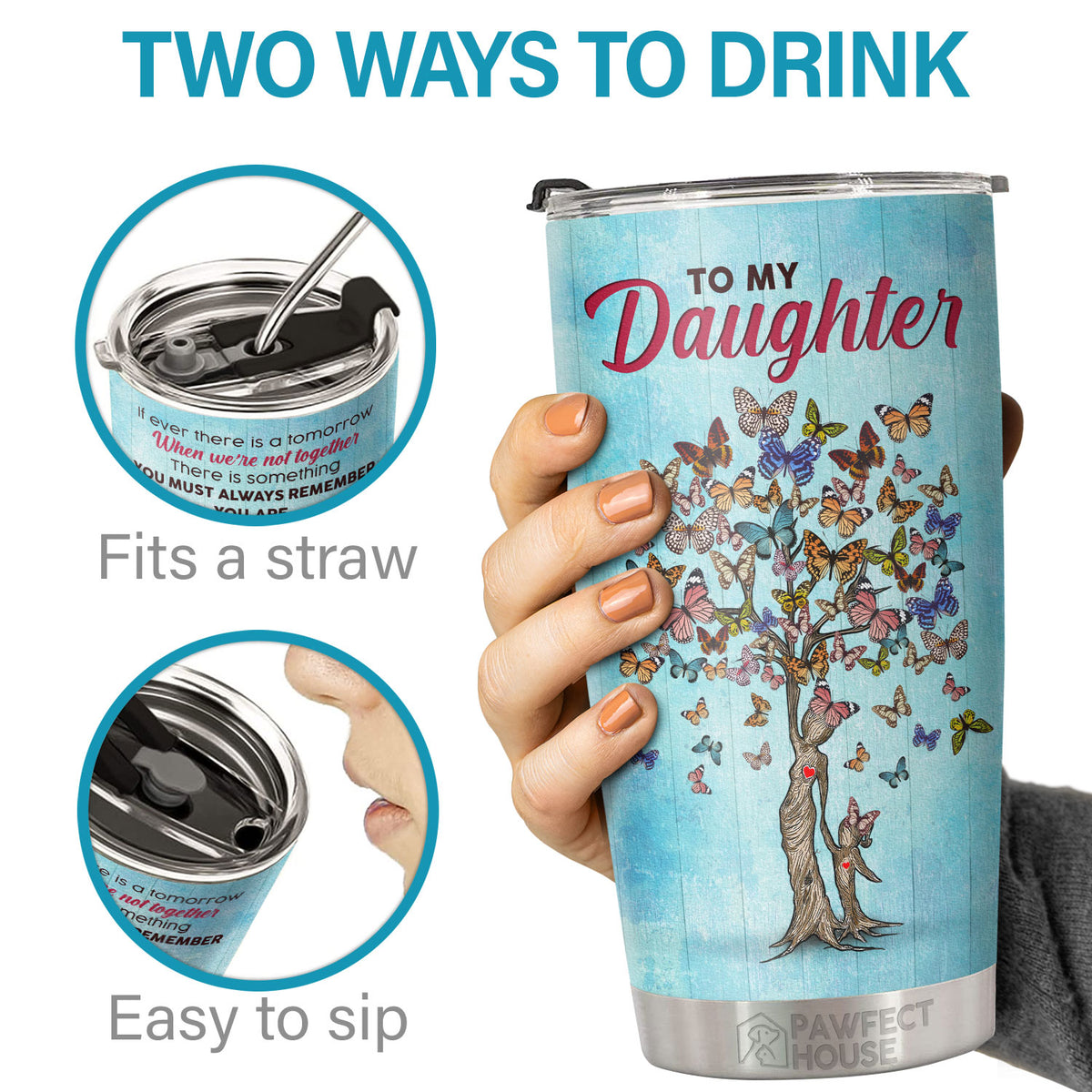 Tu dois toujours te rappeler que tu es plus courageuse que tu ne le crois - Tumbler - À ma fille, cadeau pour fille, cadeau de maman pour fille, cadeau d'anniversaire pour fille