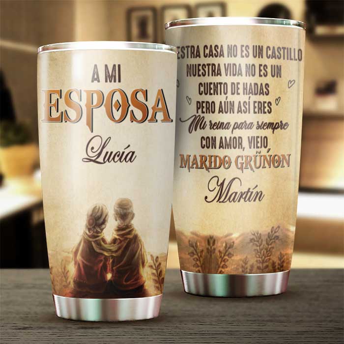 A Mi Esposa - Eres Mi Reina Para Siempre - Cadeau pour les couples, mari femme - Tumbler personnalisé espagnol 