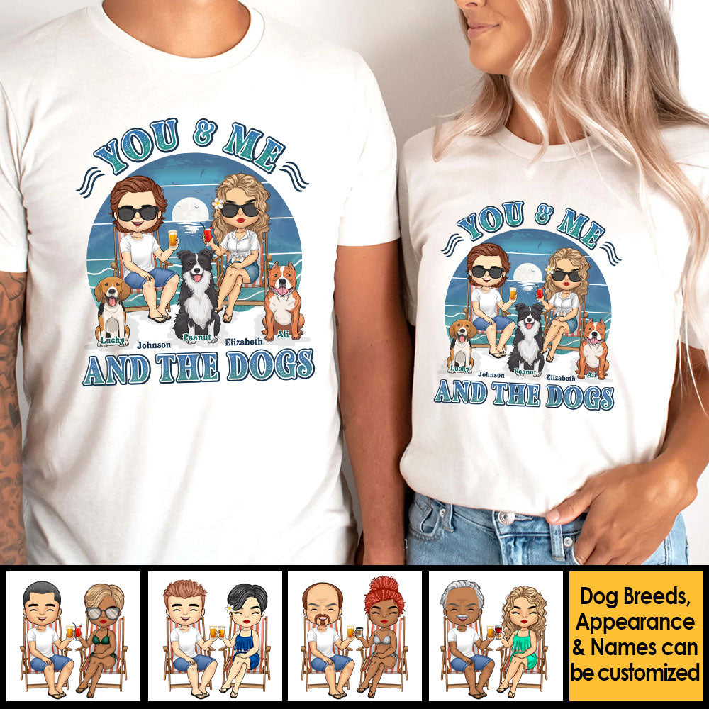 Toi, moi et les chiens - T-shirt unisexe personnalisé, sweat à capuche, sweat-shirt - Cadeau pour couple, mari, femme, anniversaire, fiançailles, mariage, cadeau de mariage