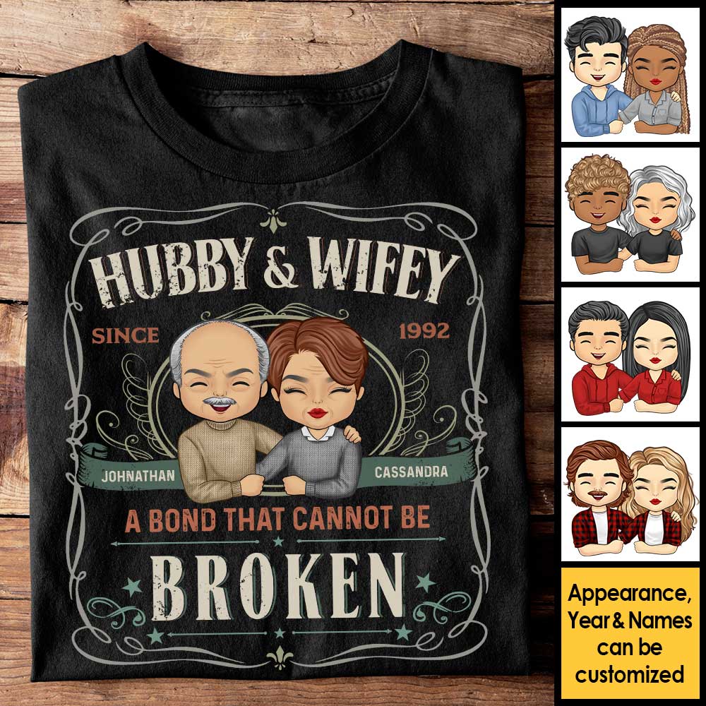 Mari et femme, il existe un lien qui ne peut être brisé - T-shirt unisexe personnalisé, sweat à capuche, sweat-shirt - Cadeau pour couple, mari et femme, anniversaire, fiançailles, mariage, cadeau de mariage