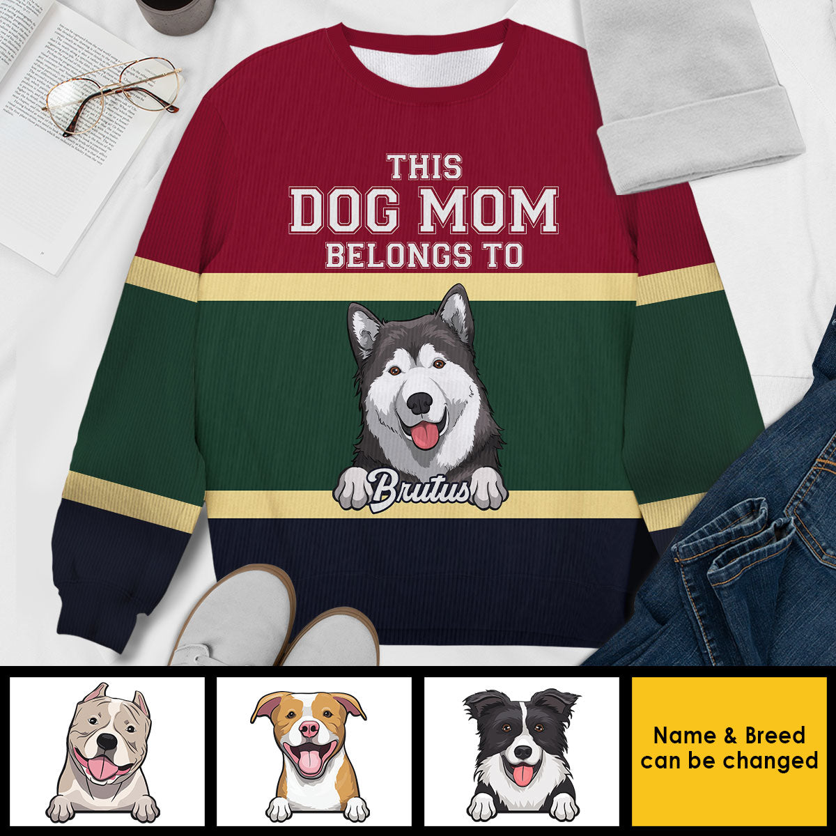 This Dog Mom Belongs To - Gift For Dog Mom - Personalized All-Over-Print Sweatshirt.