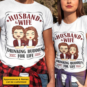 Mari et femme, amis de beuverie pour la vie - Cadeau pour couples, mari et femme - T-shirt unisexe personnalisé, sweat à capuche