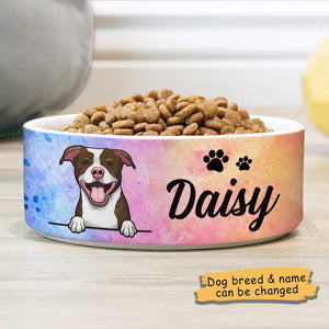 Galaxy Watercolor, Gift For Dog Lovers - Personalized Custom Dog Bowls.