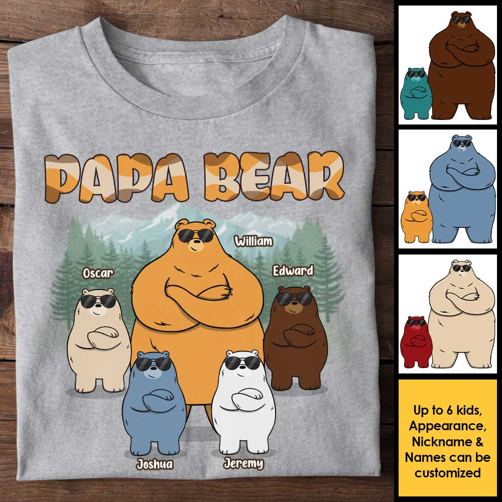Papa Ours Génial - T-shirt et sweat à capuche unisexe personnalisé - Cadeau pour papa et grand-père