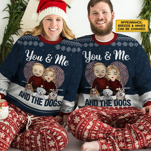Toi et moi - Sweat-shirt de Noël unisexe personnalisé, sweat-shirt en laine, sweat-shirt imprimé intégral - Cadeau pour couple, mari et femme, anniversaire, fiançailles, mariage, cadeau de mariage, cadeau de Noël