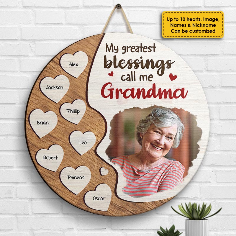 Mes plus grandes bénédictions, appelez-moi grand-mère ! - Télécharger une image, cadeau pour maman, grand-mère - Panneau en bois personnalisé