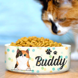 Colorful Dot, Gift For Cat Lovers - Personalized Custom Cat Bowls.